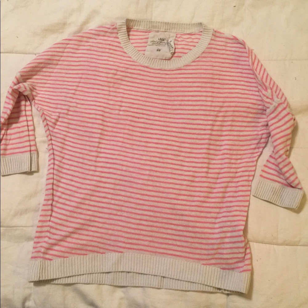 H&M L.O.G.G. Pink Stripe Sweater Size 8-10Y